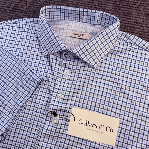 Collars & Co. Other - Collars and Co Collar Polo S/S Shirt Mens Size 2XL Tall Blue White Checkered NWT